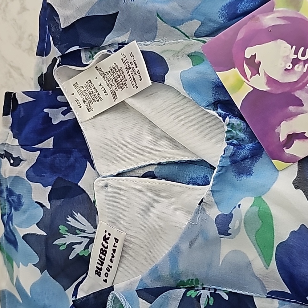 Blueberi Blvd Blue and White Floral Dress Kid Size 6 - Picture 11 of 12